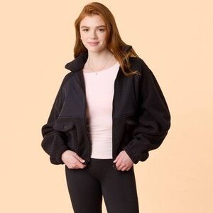 Open Box - Blogilates -  Women's Bonfire Fleece Jacket - Black X Black